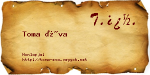 Toma Éva névjegykártya
